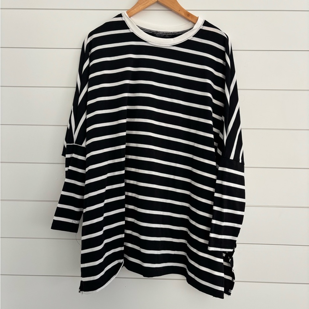 Shein Curve Split Hem Striped Top Size 0XL